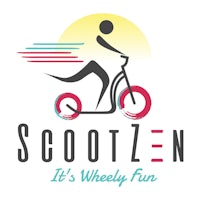 the logo for scooterzen it's wheely fun